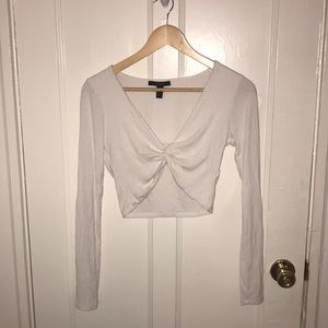 Forever 21 White Long Sleeve Crop Top